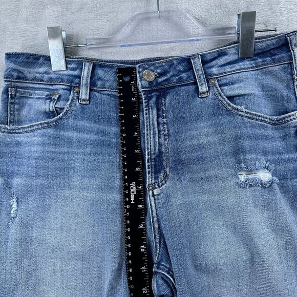 Silver Jeans Avery Bermuda Shorts Womens Size W32/L9 Distressed High Rise Blue - Picture 5 of 10